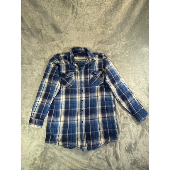 OshKosh Shirt Men's Large Blue and white Plaid Long Sleeve Flannel Shirt - Picture 12 of 14